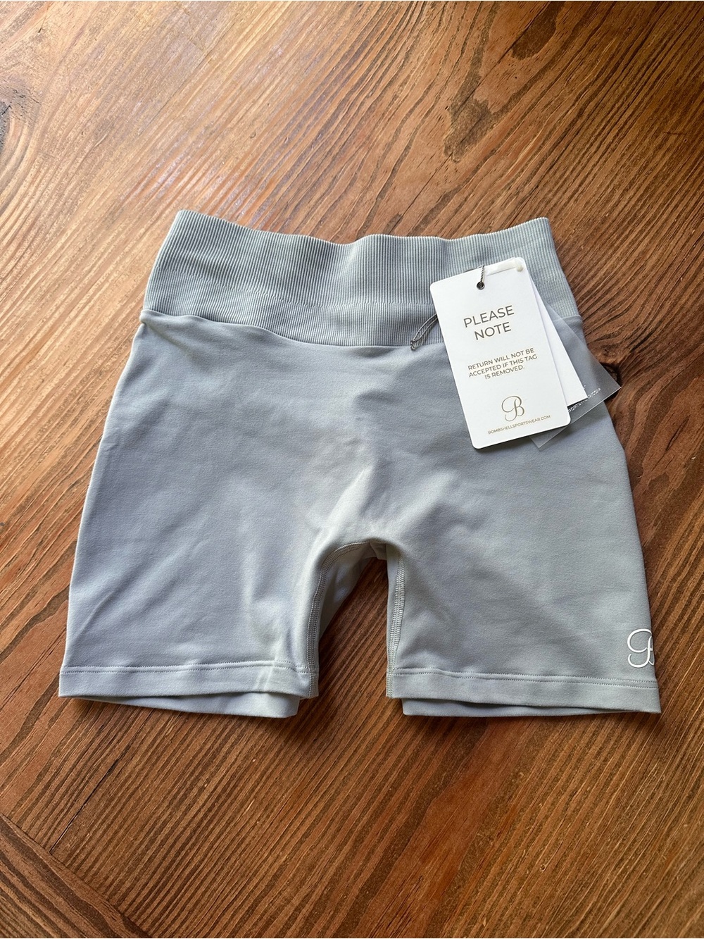 Bombshell Sportswear Light or Slate Blue Gray Scrunch shorts Small